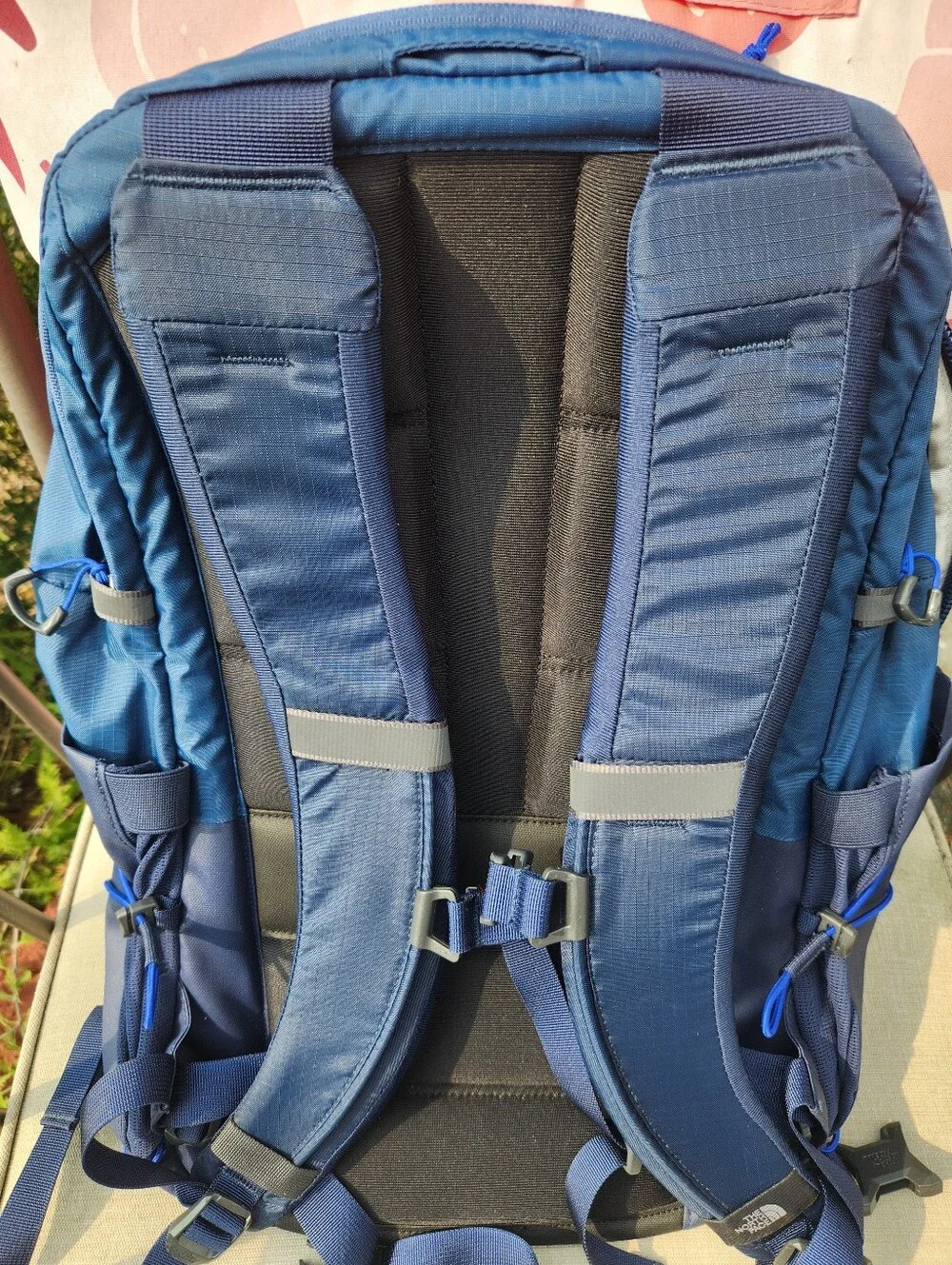 The North Face Borealis Backpack in Navy and Light Gray with Blue Bungee EUC